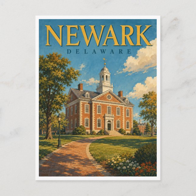 Newark Delaware Old College GeoSaga Vykort (Framsida)