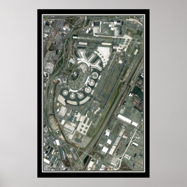 Newark Liberty Intl Airport Satellite Karta Poster (Framsidan)