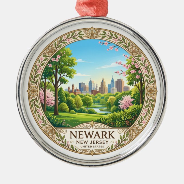 Newark New Jersey Julgransprydnad Metall (Framsidan)