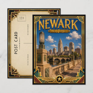 Newark New Jersey Vintage Art Deco Guldåldern Vykort