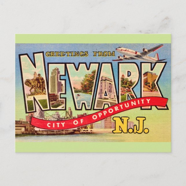 Newark NJ Antik vykort (Framsida)