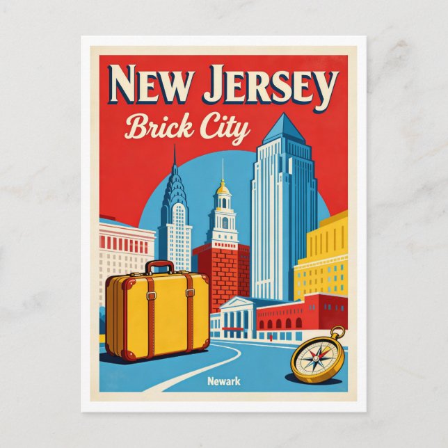 NEWARK NJ Brick City – 1950-tal Retro Vykort (Framsida)