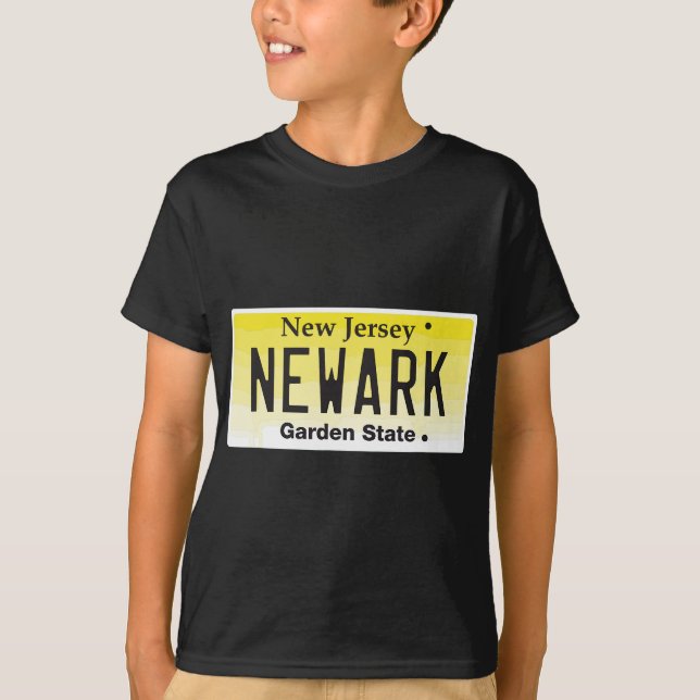 Newark NJ New jersey registreringsskylt för tegels T Shirt (Framsida)