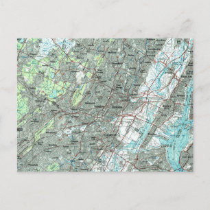 Newark NJ och Området kring Karta (1986) Vykort