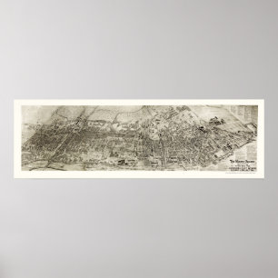 Newark, NJ Panoramic Karta - 1907 Poster