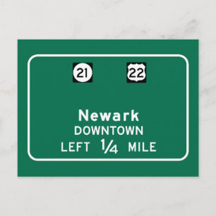 Newark NJ-vägmärke Vykort