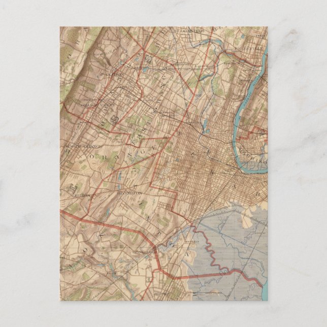 Newark och Elizabeth, New jersey Vykort (Framsida)