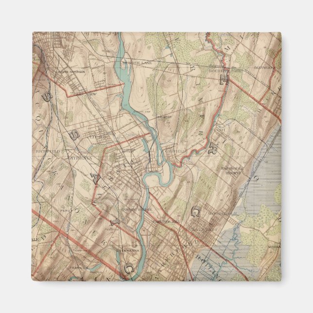 Newark och Paterson, New jersey Magnet (Framsidan)