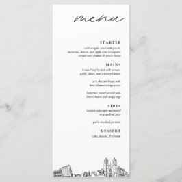 Newark Skyline Modern Bröllop Dinner Menu Meny