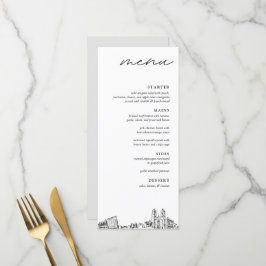 Newark Skyline Modern Bröllop Dinner Menu Meny