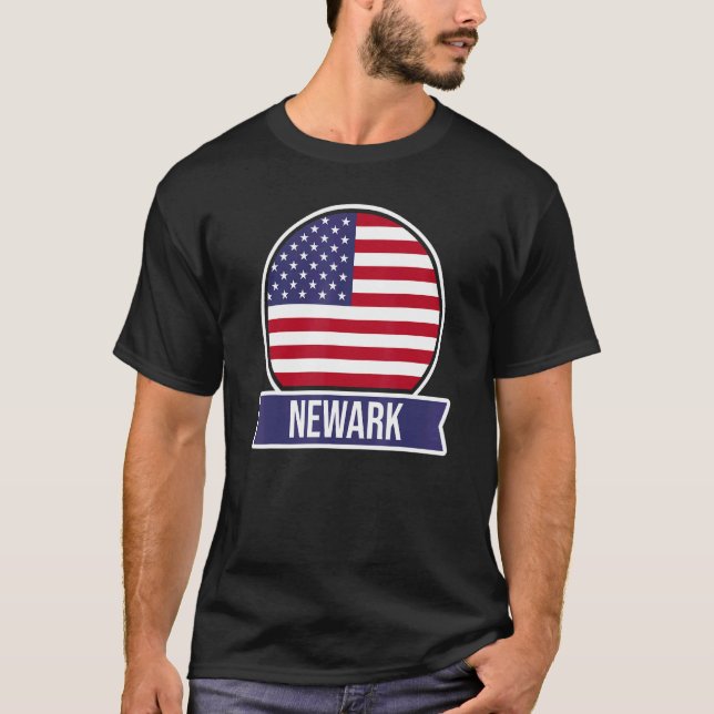 Newark USA amerikanska ställe namn USA:s flagga T Shirt (Framsida)