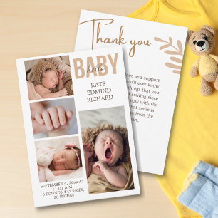 NewBaby Birth Announcement Photo Collage Tack Meddelande