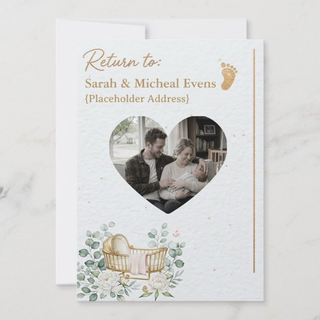 Newborn Baby Announcement Card Inbjudningar (Framsida)