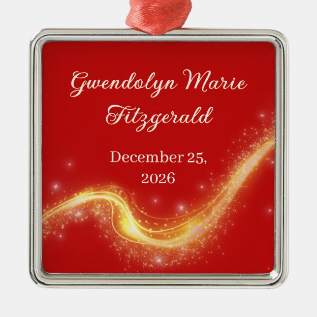 Newborn Baby Gift Red Commemorative Birth Ornament (Framsidan)