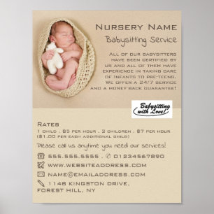 Newborn Baby & Teddy, Babyvvakt, Daycare, Nursery Poster