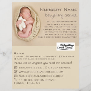 Newborn Baby & Teddy, Babyvvakt, Daycare, Nursery Reklamblad