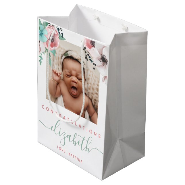Newborn Flicka Gift Bag (Baksidan Vinklad)