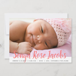Newborn Girl Namn Rosa Script Overlay Birth Meddelande