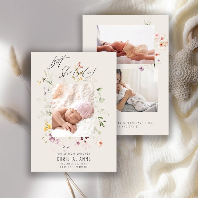 Newborn Ivory WildblomPhoto Collage Girl Birth Meddelande (Skapare uppladdad)
