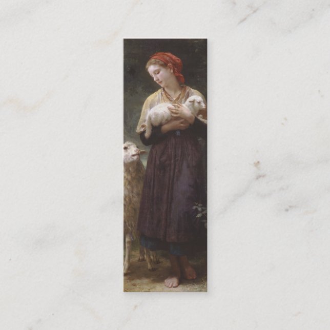 Newborn Lamb Bookmark av William Bouguereau Mini Visitkort (Framsida)