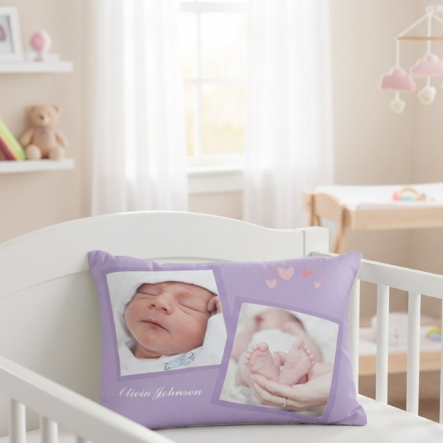 Newborn Photo Collage Throw Pillow Prydnadskudde (Skapare uppladdad)
