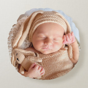 NEWBORN SLEEPY BABY PHOTOGRAPHY Round Pillow Rund Kudde