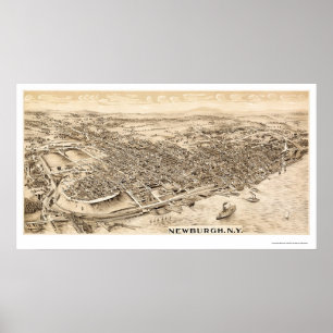Newburgh, NY Panoramic Karta - 1900 Poster
