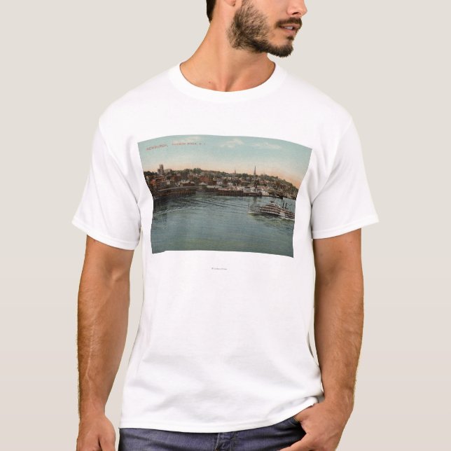 Newburgh NY - strand beskådar av Hudson River T Shirt (Framsida)