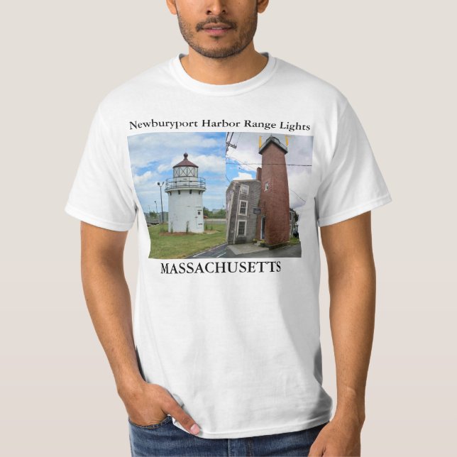 Newburyport Harbor Range Lights, Mass. T-Shirt (Framsida)