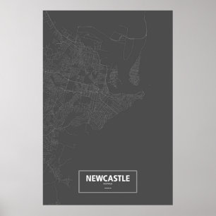 Newcastle, Australien (vit på svart) Poster
