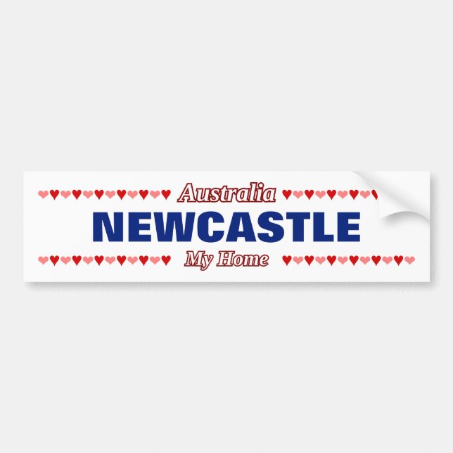 NEWCASTLE - Mitt hem - Australien; Red & Rosa Hear Bildekal (Framsidan)