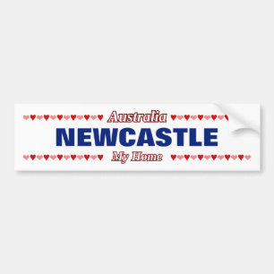 NEWCASTLE - Mitt hem - Australien. Röd- och Rosa-h Bildekal