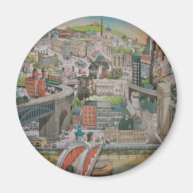 Newcastle on Tyne genom Years Magnet (Framsidan)
