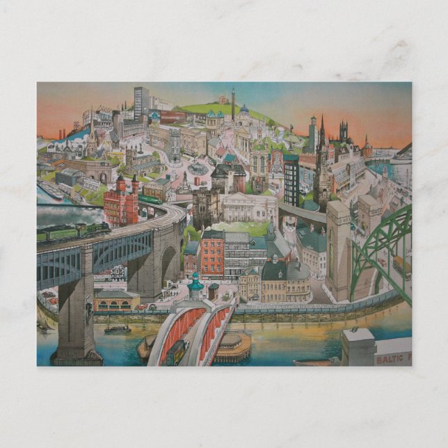 Newcastle on Tyne genom Years Postcard Vykort (Framsida)