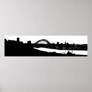 Newcastle på Tyne Panoramic Silhouette Poster