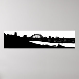 Newcastle på Tyne Panoramic Silhouette Poster