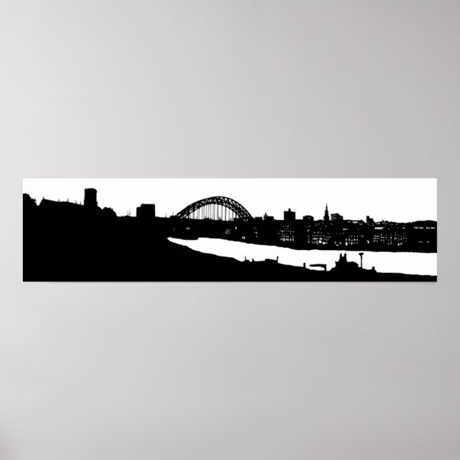 Newcastle på Tyne Panoramic Silhouette Poster (Framsidan)