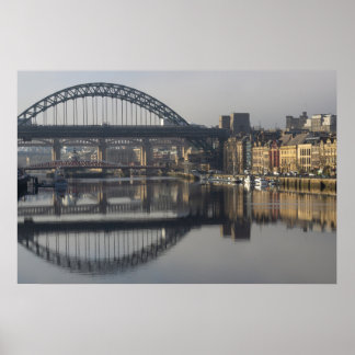 Newcastle Quayside och Tyne Bridge Poster