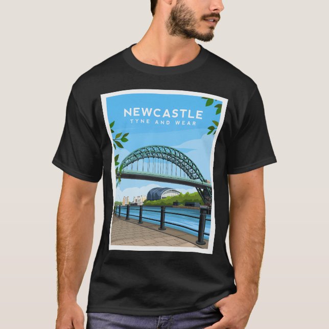 Newcastle Tyne Bridge Tyne and Bära in England T Shirt (Framsida)