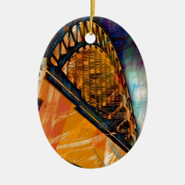 Newcastle Tyne överbryggar Julgransprydnad Keramik (Framsidan)