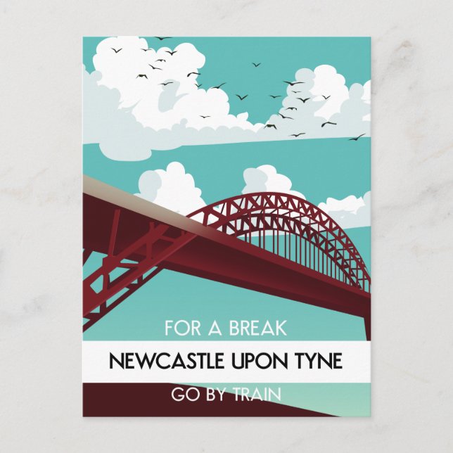 Newcastle upon Tyne broaffisch. Vykort (Framsida)