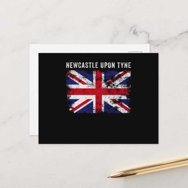 Newcastle upon Tyne UK Flagga England Souvenir Vykort (Fram/Back In Situ)