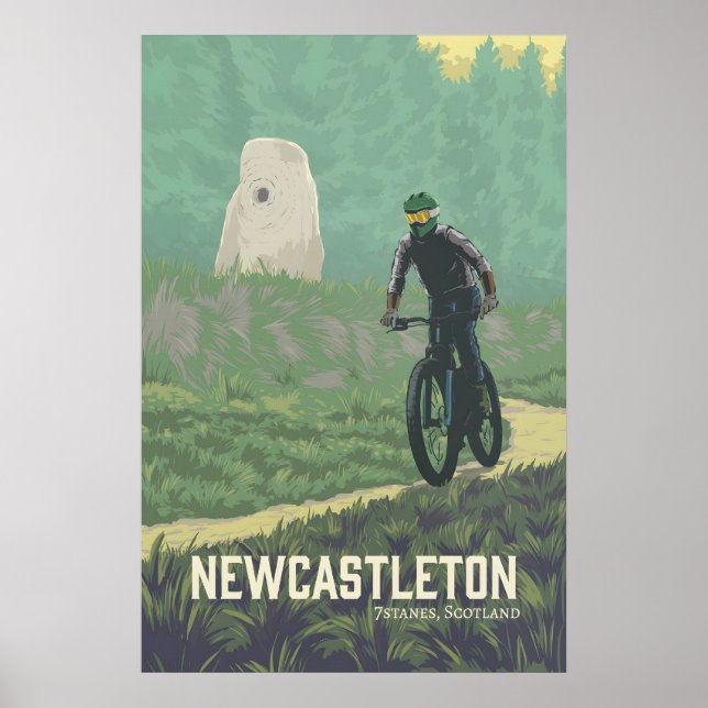 Newcastleton Mountain Biking Resemappningsaffisch Poster (Framsidan)