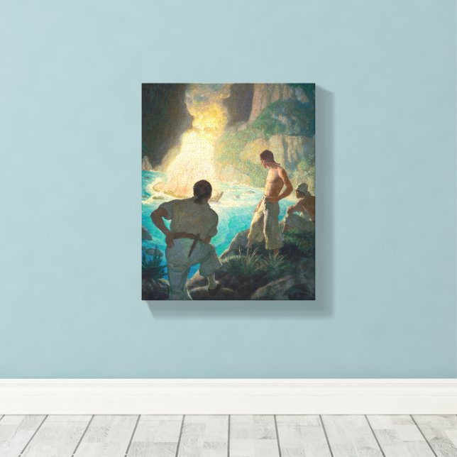Newell Convers Wyeth bränning av staden Canvastryck (Insitu (trägolv))