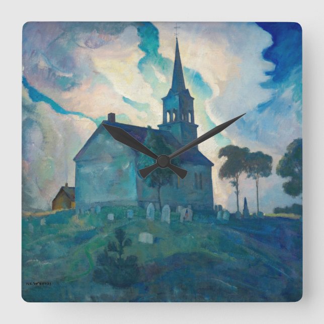 Newell Convers Wyeth Ridge Church Fyrkantig Klocka (Framsida)
