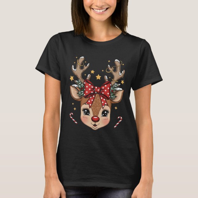 Newest Tshirt Black Tee Xmas Deer Graphic (Framsida)