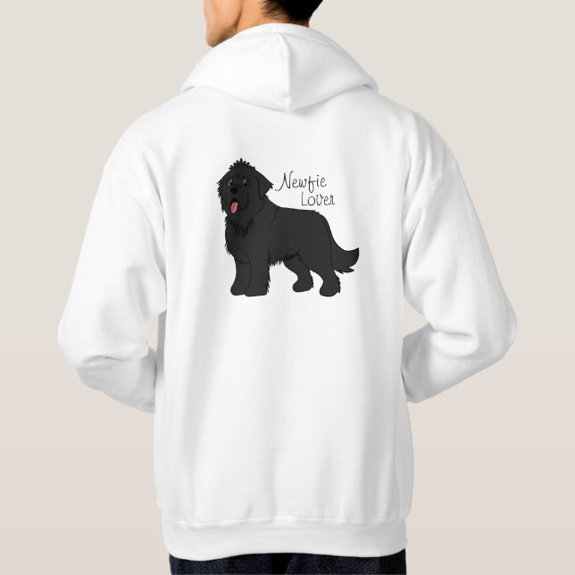 Newfie Älskare Black Newfoundland Hund Hoodie (Baksida)