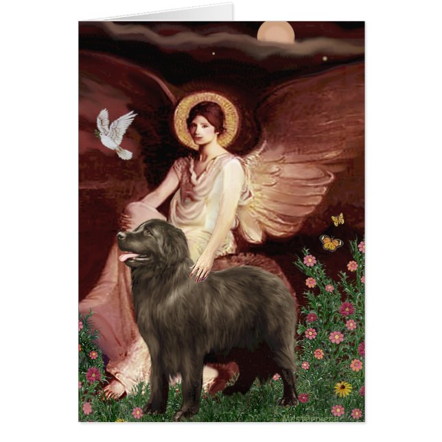 Newfie (brunt) - Sittänggel Hälsningskort (Framsidan)