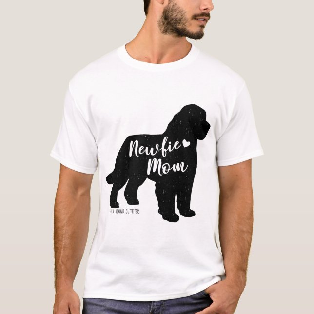 Newfie Mamma, Newfoundland Hund Silhouette T Shirt (Framsida)