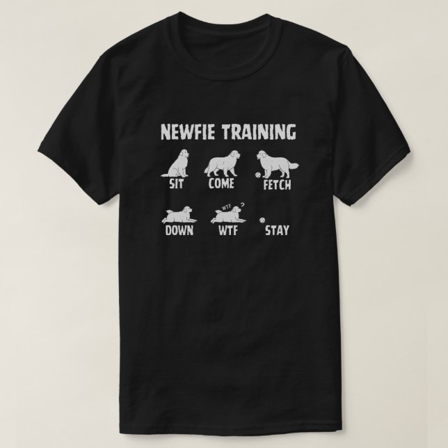 Newfie Training - Newfoundland Hund Tricks T-Shirt (Design framsida)